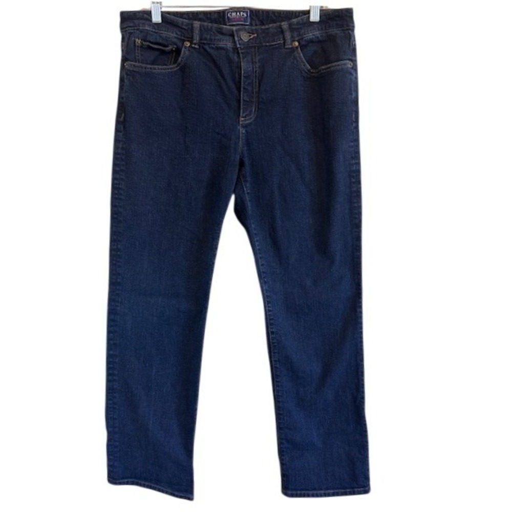 Chaps Denim Women's Straight‎ Leg Jeans Stretch 12 Inseam 28" Dark Blue Wash